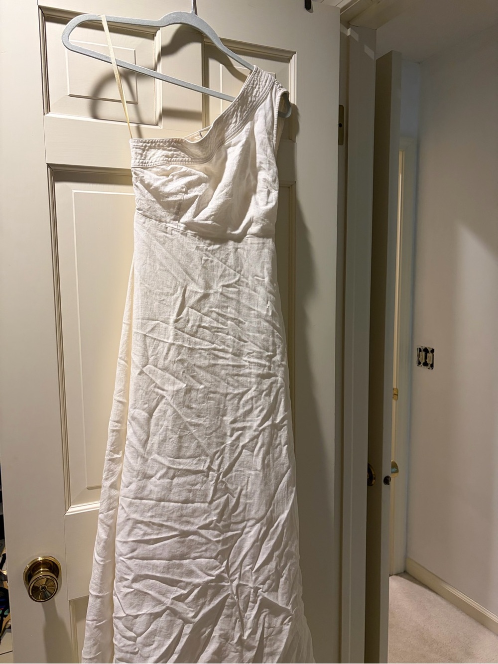 Anthropologie Farm Rio One-Shoulder White Maxi Dress, Size XXS - Picture 3 of 6